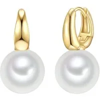 Rafaela Donata Perlenohrringe gelbgold, Creolen Sterling Silber gelbgold Muschelkernperle weiß