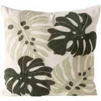 BOLTZE GRUPPE GmbH Dekokissen DUBIA, Cremeweiß, Grün, Polyester, Blättermotiv, Cordoptik, mit Füllung, mit Reißverschluss, 45 x 45 cm