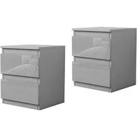 HTI-Living Nachtkommode Nachtschrank Kenji Hochglanz 2er-Set (Set, 2 St., 2 Nachtschränke), Nachtkommode 2 Schubladen