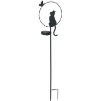 Maximex LED Gartenleuchte Modell Katze und Schmetterling, Ein-/Ausschalter, LED fest integriert, Warmweiß, solarbetriebener Gartenstecker, leuchtet bis zu 8 Stunden