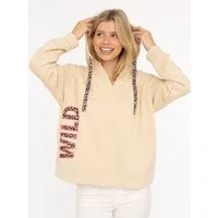 Zwillingsherz Hoodie "Wild" V-Ausschnitt, Leo Applikation: WILD, Kapuze und Leo-Kordelzug