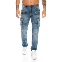 Cipo & Baxx Cargojeans Herren Cargo Jeans Hose im stylischen Cargo Design Ausgefallenes Stoffmuster und weicher Tragekomfort