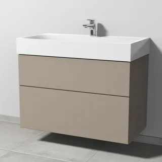 Sanipa 3way Waschtischunterbau zu Kaldewei Silenio Waschtisch mit 2 Auszügen, Sandgrau-Matt SF45667