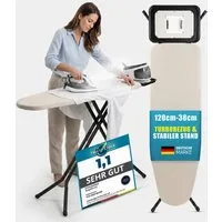 STAHLMANN COMMERCE GmbH Bügelbrett Granada [120 × 38 cm], TestCheck 1,1 SEHR GUT, Turbobezug, Bügelfläche 120x38 cm