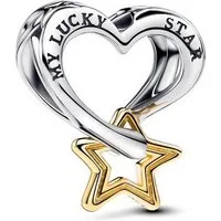 Pandora Charm-Einhänger Pandora Charm Damen Lucky Star & Herz Sterling-Silber Vergoldet 763513