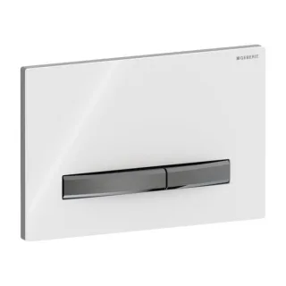 Geberit Sigma 50 Square Betätigungsplatte 115671112 Deckplatte weiß, Platte/Taste schwarzchrom, für 2-Mengen-Spülung