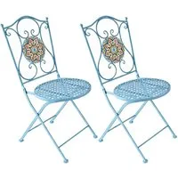 HTI-Living Gartenstuhl Gartenstuhl 2er-Set Metall Türkis Tunis (Set, 2 St)