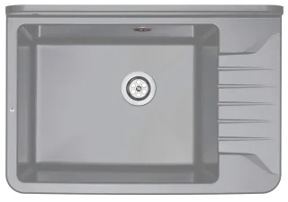 Neuesbad Ausguss 1-Becken Spüle mit Kurz Abtropffläche, Grau, 501x341x252, 2'' mit Zubehör NB1DEZYT311A1