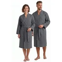 NYVI Bademantel Bademantel NYVISpa Waffelpique Baumwolle Unisex für Damen & Herren, Waffelpiqué, Schalkragen, Luftig Leicht Atmungsaktiv - perfekt für Sommer - für Männer & Frauen