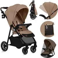 lionelo Kombi-Kinderwagen EMMA 1, (Set), Einhandfaltbar/Liegeposition/XXL-Verdeck/EVA-Räder