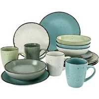 CreaTable Kombiservice Geschirr-Set Fashion (16-tlg), 4 Personen, Steinzeug, Service, Vintage-Look, 16 Teile, für 4 Personen