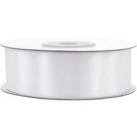 Creativery Satinband, Satinband 25mm x 25m Rolle Weiß