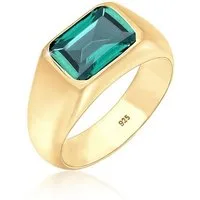 Elli Premium Siegelring Siegelring Granat Dunkelrot 925 Sterling Silber vergoldet