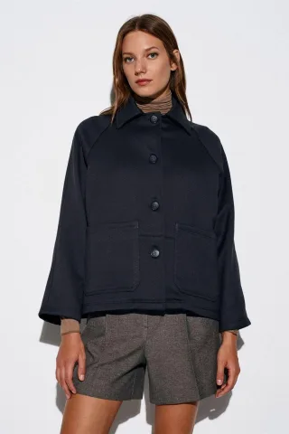 Oversized Plüsch Gewebte Knopfjacket