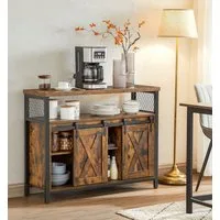 VASAGLE Sideboard Küchenschrank, Aufbewahrungsschrank, mit 2 Schiebetüren, 33 x 100 x 80 cm, verstellbare Ablagen