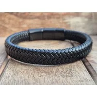 NAHLE Lederarmband Leder elegantes Armband Echtleder – geflochten mit Magnetverschluss, mit Magnetverschluss, Länge durch Verlängerungsstück verstellbar