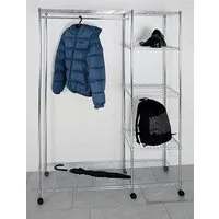 HAKU Garderobenständer Garderobe, Garderobenständer, Kleiderständer auf Rollen, Kleiderwagen, rechteckig - aus Metall Silber - B/T/H 123/45/181 cm
