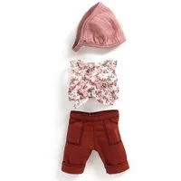 DJECO Puppenkleidung Pomea Set Lovely Burgundy für Puppen von 32 cm Hose Top Tuch
