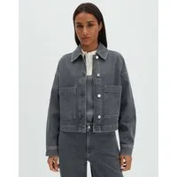 someday Jeansblazer NIANDRA Regular aus BCI Cotton Mix leicht ausgestellt geschnitten, verkürzte Länge, elastischer Stoff