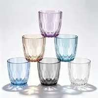 BlingBin Gläser-Set Trinkgläser Bunt 300 ml, 6er Set Outdoor Wassergläser aus Kunststoff, 6-tlg., Acryl, Acrylbecher mit Kristallglas-Optik für Wasser, Saft, Eiskaffee, Tee