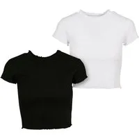 URBAN CLASSICS T-Shirt Urban Classics Damen Ladies Cropped Rib Tee 2-Pack (1-tlg)