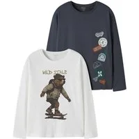 Name It Langarmshirt NKMVAGNO 2P LS LOOSE TOP (Packung, 2-tlg., 2er-Pack) Baumwolle, loose fit, Print