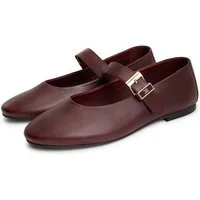 Tommy Hilfiger TH BUCKLE LEATHER BALLERINA Riemchenballerina Businessschuh, mit verstellbarer Schnalle über den Rist, schmale Form.
