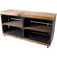 Kistenkolli Altes Land Allzweckkiste Sitzbank schwarz Sitzfläche Holzplanken Palisander mit Mittelbrett (Spar-Set, 1er Set)