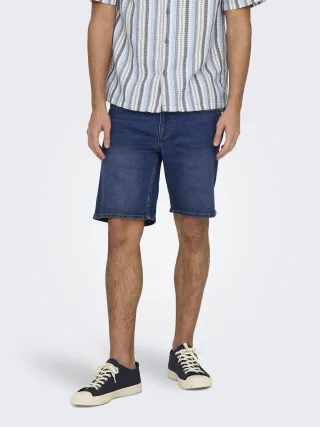 ONLY&SONS - ONSWEFT BOX PIM DNM SHORTS medium blue denim - Gr. - L