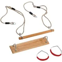 Wickey Spielturm-Spielzeugset Turngeräte-Set – Schaukel, Trapez, Ringe & Turnreck aus Holz, (Turngeräte Multiset Spielturm & Schaukel für Bewegung, Gleichgewicht & Kraft, 4-teiliges Komplettset - bewegungsfördernd & spaßorientiert zugleich), Hochwert
