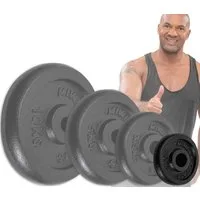 Miweba Sports Hantelscheibe Profi Gusseisen Hantelscheiben HSG - 1.25 - 10 kg, 5 kg, (4er-Set, Hantelscheibenset, Hantel Gewichte Set, Gewicht Scheiben, Muskelaufbau, Workout, Training, Ganzkörpertraining, 4-tlg., 4 x 1.25 kg, Ø 30mm, Gusseisen, 12.5