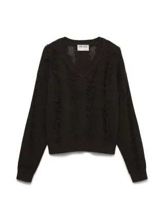 Aware - AWDIANE LS V-NECK KNIT JUMPER Chocolate Torte - Gr. - M