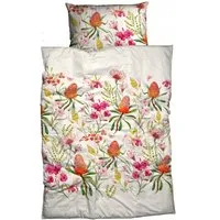 sister s. Bettwäsche Bettwäsche-Set RIVA made in Europe reine Baumwolle atmungsaktiv, Satin, 2 teilig, außergewöhnliche Blumen Blüten elegant champagnerfarbener Hintergrund