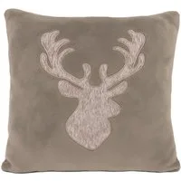heimtexland Dekokissen Flanell Kuschelkissen Hirsch Landhaus Kissen Fell, verdeckter Reißverschluss, weich und flauschig