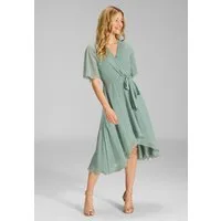 SWING Cocktailkleid - Chiffon Kleid in Wickel Optik mit Vokuhila Saum Taillierter Schnitt mit ausgestelltem Rockteil