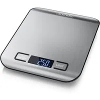 Arendo Küchenwaage bis 5kg, Digitale Lebensmittelwaage aus Edelstahl, Messgenauigkeit 1g, (1-tlg), Kaffeewaage, automatische Abschaltung, Tara-Funktion, weißes Display
