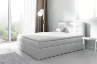 Boxspringbett Schlafzimmerbett PARLA 120x200cm Kunstleder Weiss