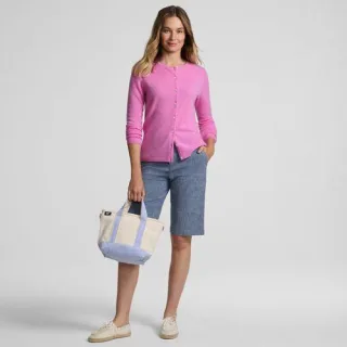 Kaschmir-Cardigan mit rundem Ausschnitt in Petite-Größe, Damen, size: petite, Grün, Kaschmir, by Lands' End