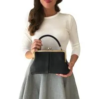 Taschenkinder Handtasche Damen Handtasche Leder "Kleine Olive", Umhängetasche, Vintage Stil., Echtleder Tasche mit Bügelverschluss