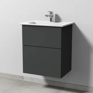 Sanipa 3way Waschtischunterbau zu Ideal Standard Connect Air Waschtisch mit 2 Auszügen, Graphit-Matt SP6401B