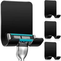 TUWENA Handtuchhaken 4 Stück Rasierer Halterung Dusche Haken, Edelstahl Rasierer Halter, Edelstahl Rasierer Hänger ohne Bohren, für Tür Wand Badezimmer, Küche