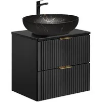Lomadox Waschtisch ADELAIDE-56-BLACK, 60 cm breit in schwarz mit 2 Schubladen