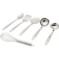 Krüger Kochbesteck-Set (Set, 6-tlg., Schöpflöffel, Gemüselöffel, Saucenlöffel, Schaumlöffel, Wender, Schneebesen), aus rostfreiem Edelstahl