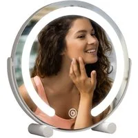 WDWRITTI Kosmetikspiegel LED Schminkspiegel 3Lichtfarben Helligkeit dimmbar Touch Tischspiegel (Make Up Spiegel Rund, 360° Drehbar), Umweltschutz Spiegel, energiesparender