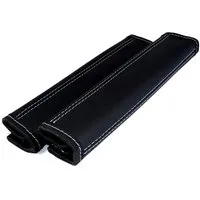L & P Car Design Gurtpolster Gurtschoner Auto in Schwarz mit grauer Naht Sicherheitsgurt, (2 Stück), Echtleder