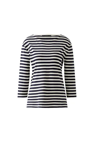 Oui - SOLEILA T-Shirt white blue - Gr. - 38