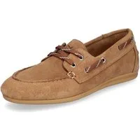 MIDS MELVA Damen Schnürschuh braun aus Velourleder, Loafer im Mokassin-Stil mit Lederfutter