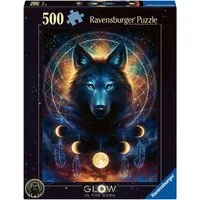 Ravensburger Puzzle Glow in the Dark, Leuchtender Wolf, 500 Puzzleteile, Made in Germany