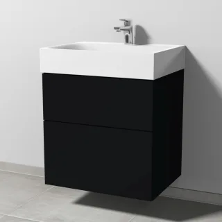 Sanipa 3way Waschtischunterbau zu Kaldewei Silenio Waschtisch mit 2 Auszügen, Schwarz-Matt SF45508