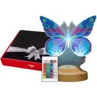 Geschenkelampe LED Nachttischlampe Schmetterling Butterfly Lampe mit 3D Vision mehrfarbig Nachtlicht, Leuchte 7 Farben fest integriert, Geburtstagsgeschenk für Mädchen, Freundin